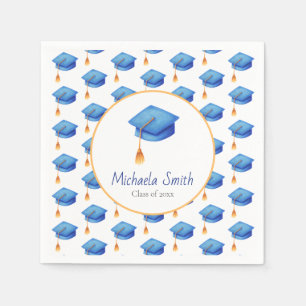 Niedlicher Blue Graduation Cap Personalisierter Ab Serviette