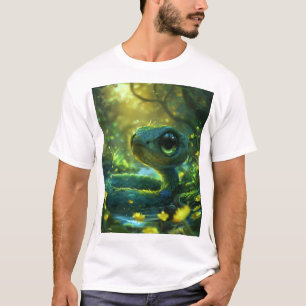 Niedlicher Blue Green Chibi Schlange mit Big Eyes T-Shirt