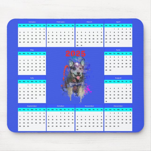 Niedlicher Blue Heeler-Hundkalender individuell an Mousepad (Vorne)