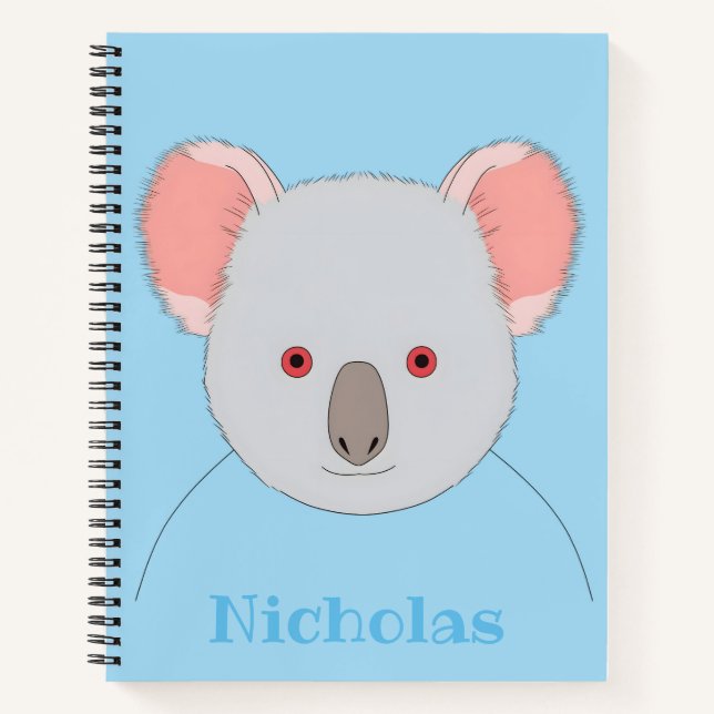 Niedlicher Blue Koala Bär Personalisiert Notizbuch (Vorderseite)