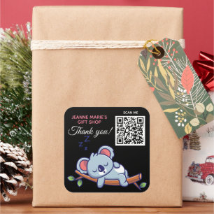 Niedlicher Blue Koala Bär Vielen Dank QR Code Quadratischer Aufkleber