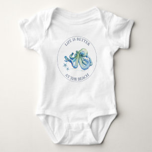 Niedlicher Blue Octopus Baby Bodysanze Baby Strampler