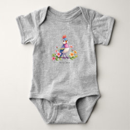 Niedlicher Blue Pink Bird Floral Baby Bodysuit Strampler