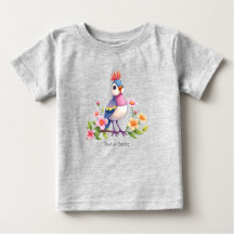 Niedlicher Blue Pink Bird Floral Baby T - Shirt