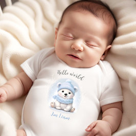 Niedlicher Blue Polar Bear Name Boy Baby Bodysuit Baby Strampler