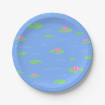 Niedlicher Blue Pond mit Lily Pad Druckplatte