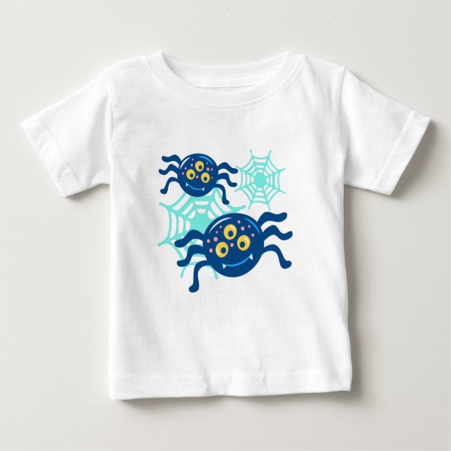 Niedlicher Blue Spider Halloween Clip Art Graphic Baby T-shirt (Vorderseite)