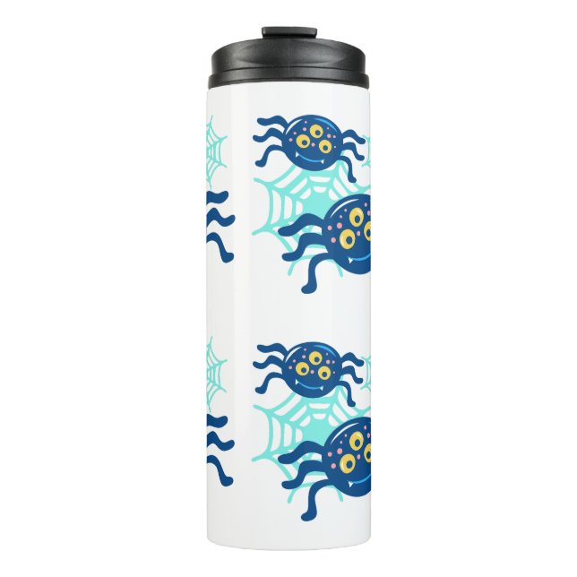 Niedlicher Blue Spider Halloween Clip Art Graphic Thermosbecher (Vorderseite)