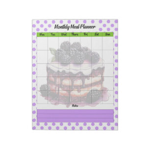 Niedlicher Blueberry Monatsmahlplan Notizblock