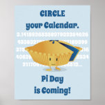 Niedlicher Blueberry Pie Pi Day Poster<br><div class="desc">Ein Poster mit einer lächelnden, fast ganzen Bluebeerkuchen Cartoon Illustration. Die Zahlen für Pi sind für mehrere Dezimalstellen sichtbar. Dieses Poster lasse jedem zu wissen, dass der Pi Day kommt. Geben Sie den Leuten Zeit, sich ihren Lieblings-Rechner zu schnappen, ein paar zusätzliche Mehl zu kaufen und das perfekte Tortenrezept auszuwählen....</div>