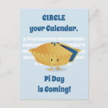 Niedlicher Blueberry Pie Pi Day Postkarte<br><div class="desc">Postcard mit einer lächelnden,  fast vollständigen Blueberry Pie Cartoon Illustration. Die Zahlen für Pi sind für mehrere Dezimalstellen sichtbar. Diese Postkarte lasse jedem zu wissen,  dass Pi Day kommt. Geben Sie den Leuten Zeit,  sich ihren Lieblings-Rechner zu schnappen,  ein paar zusätzliche Mehl zu kaufen und das perfekte Tortenrezept auszuwählen.</div>