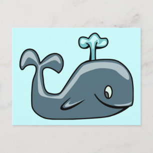 NIEDLICHER BLUEISH GRAY WHALE CARTOON TIERSEALI POSTKARTE