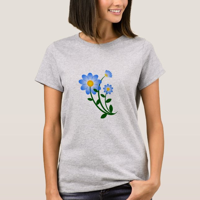 Niedlicher Blumenblauer Frühling Blume T - Shirt (Vorderseite)