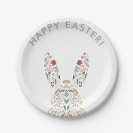 Niedlicher Blumenbunny Ostern Brunch Pappteller