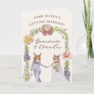 Niedlicher Blumenbunny Rabbit Hochzeit Glückwunsch Karte