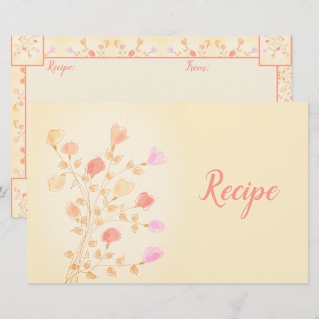 Niedlicher Blumendesigner Rezept Briefpapier (Vorne/Hinten)