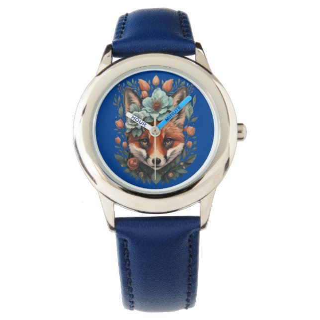 Niedlicher Blumenfuchs Armbanduhr (Vorderseite)