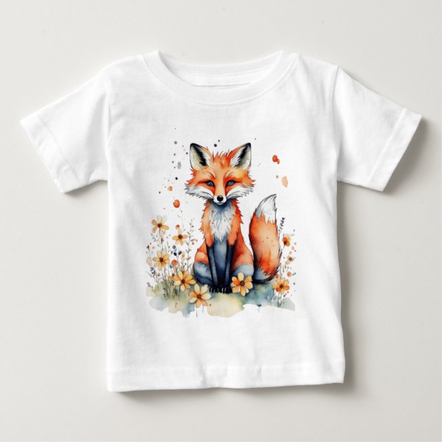 Niedlicher Blumenfuchs Baby T-shirt (Vorderseite)