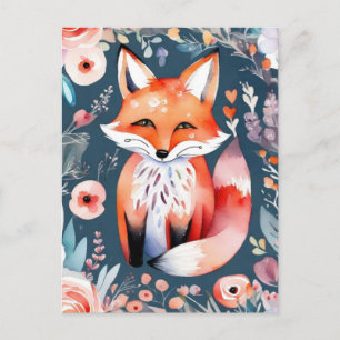 Niedlicher Blumenfuchs Postkarte
