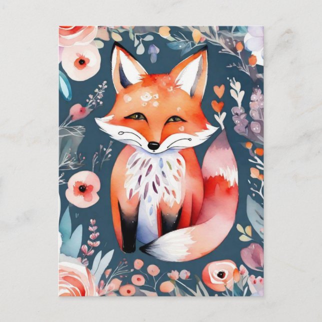 Niedlicher Blumenfuchs Postkarte (Vorderseite)