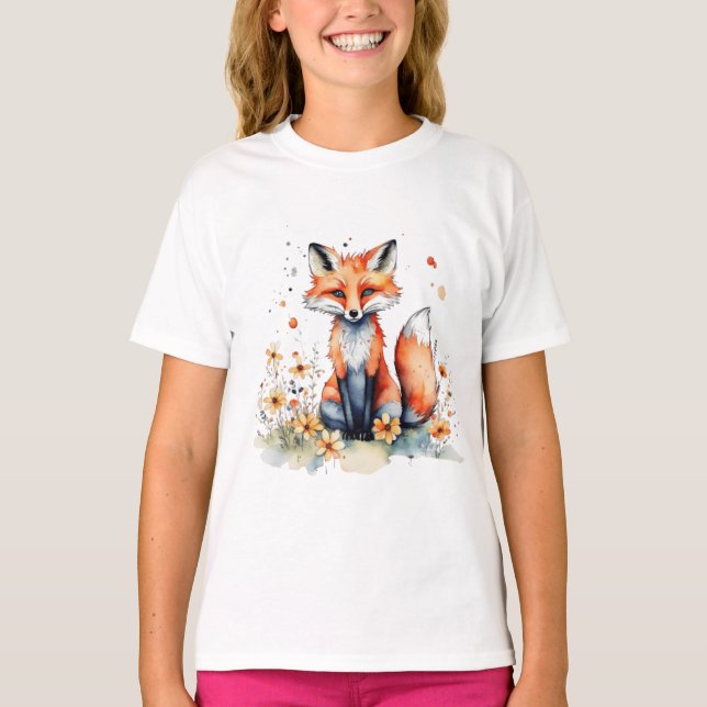 Niedlicher Blumenfuchs T-Shirt (Vorderseite)