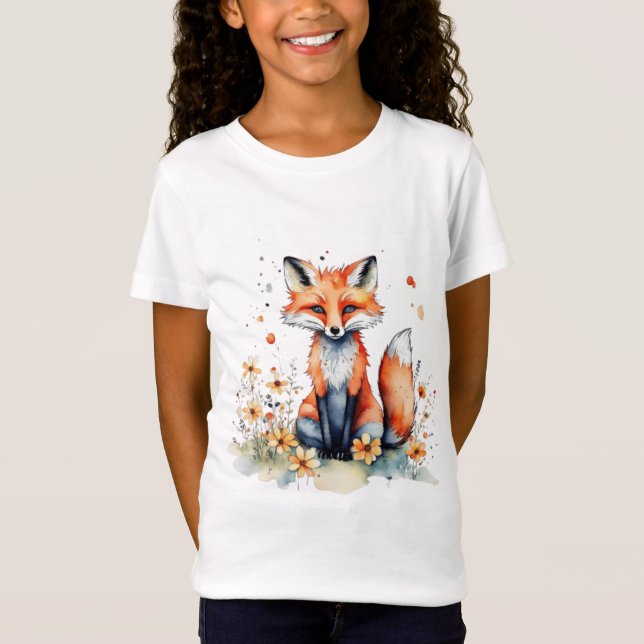 Niedlicher Blumenfuchs T-Shirt (Vorderseite)