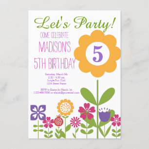 Niedlicher Blumengarten Geburtstagsparty Einladung