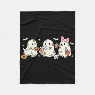 Niedlicher Blumengast Trinkkaffee Halloween-Geist Fleecedecke