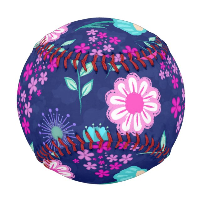 Niedlicher Blumenhintergrund Baseball (Vorderseite)