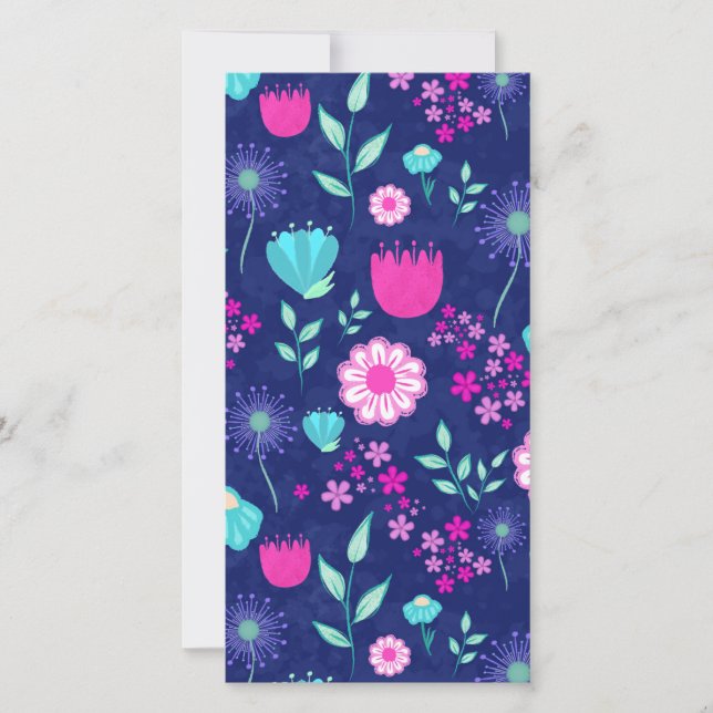 Niedlicher Blumenhintergrund Dankeskarte (Vorderseite)