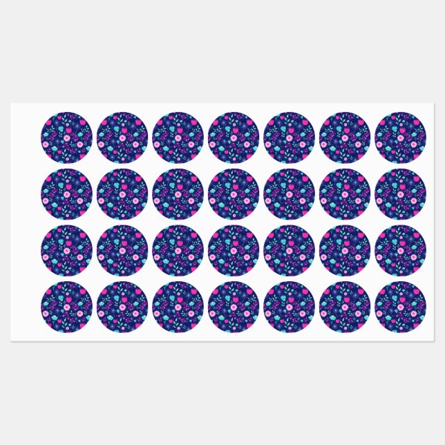 Niedlicher Blumenhintergrund Etiketten (Blatt)