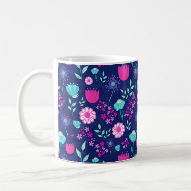 Niedlicher Blumenhintergrund Kaffeetasse (Links)