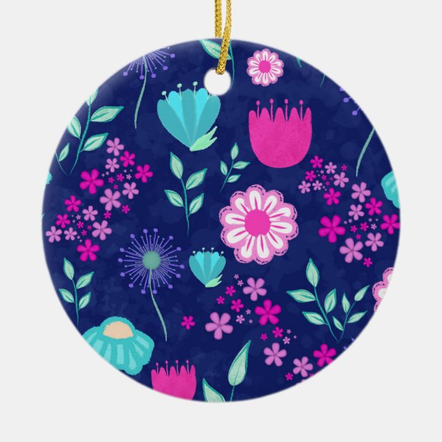 Niedlicher Blumenhintergrund Keramik Ornament (Vorne)