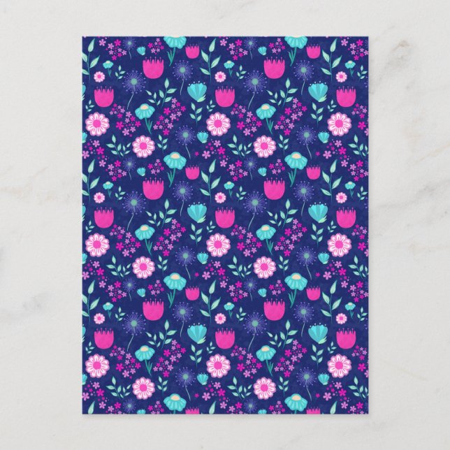 Niedlicher Blumenhintergrund Postkarte (Vorderseite)