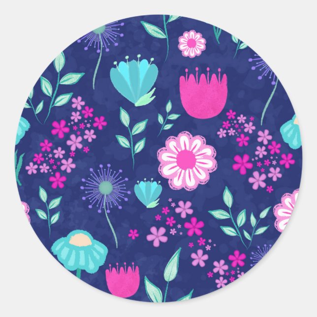 Niedlicher Blumenhintergrund Runder Aufkleber (Vorderseite)