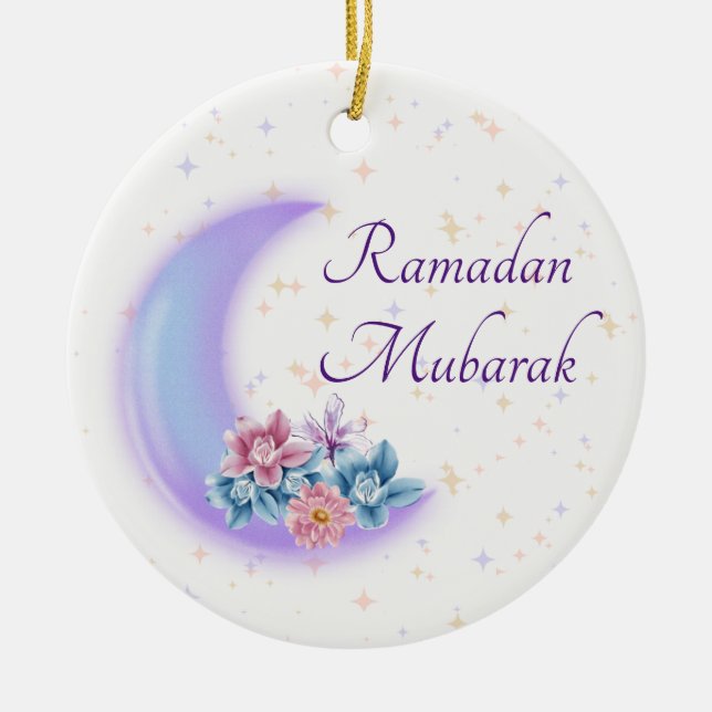 Niedlicher Blumenkreszent Islamischer Ramadan Muba Keramik Ornament (Vorne)