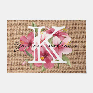 Niedlicher Blumensommer mit Monogramm Begrüßungste Fußmatte