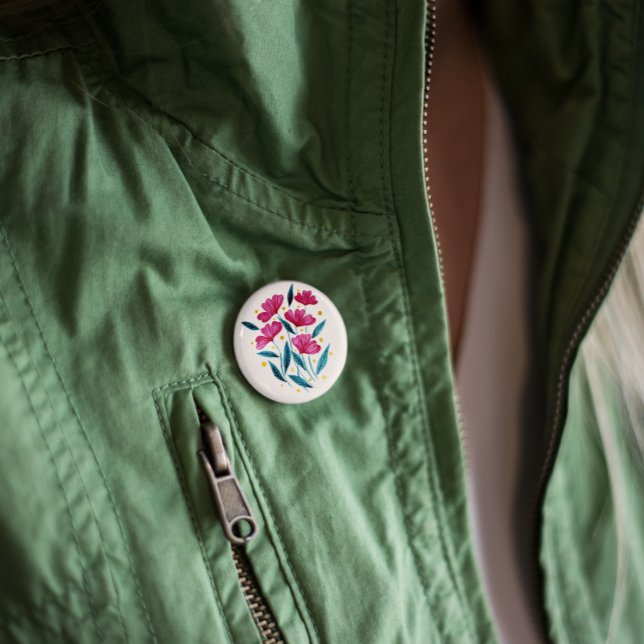 Niedlicher Blumenstrauß - Magenta und aquamarin Button (Von Creator hochgeladen)