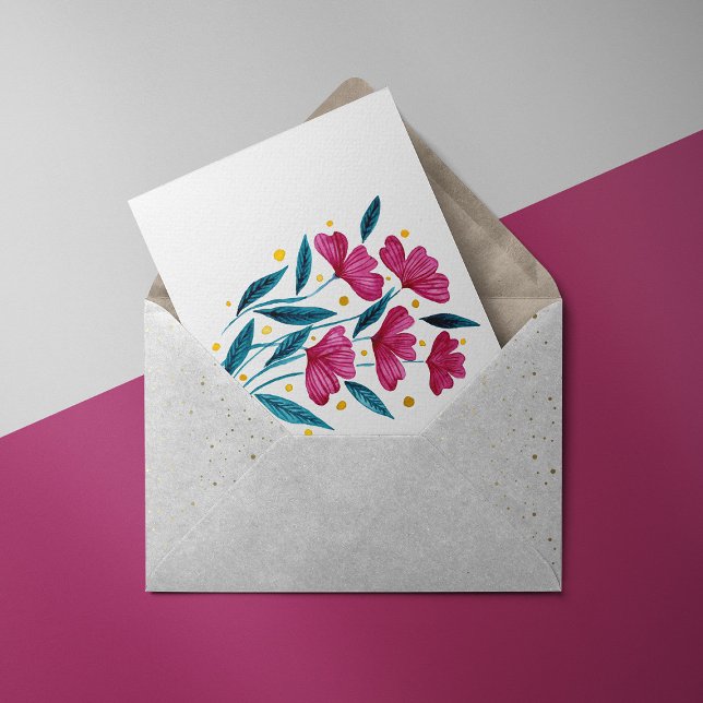 Niedlicher Blumenstrauß - Magenta und aquamarin Postkarte (Von Creator hochgeladen)