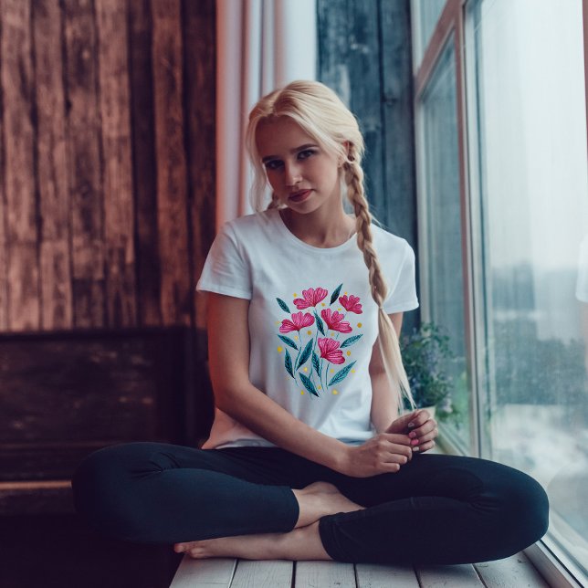 Niedlicher Blumenstrauß - Magenta und aquamarin T-Shirt (Von Creator hochgeladen)