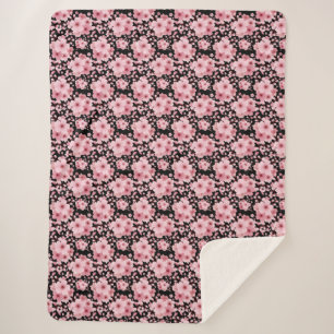 Niedlicher Blütenschwarzer Rosa Kirschblossom Sherpadecke