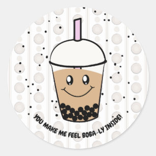Niedlicher Boba Bubble Tee Puck Round Sticker