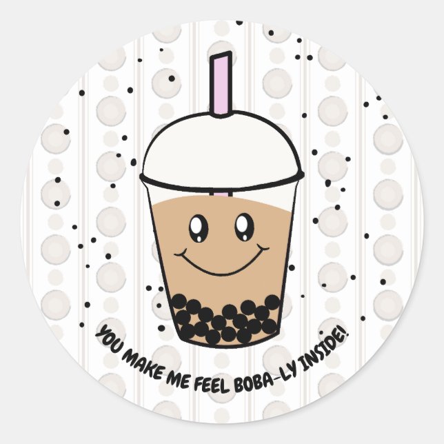 Niedlicher Boba Bubble Tee Puck Round Sticker (Vorderseite)