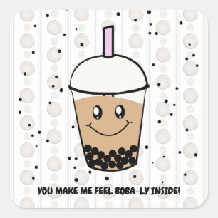 Niedlicher Boba Bubble Tee Pun Square Sticker