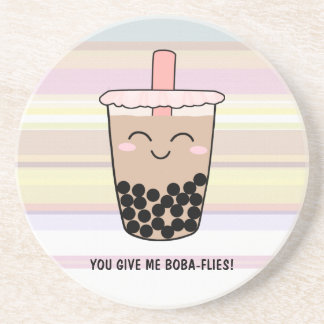 Niedlicher Boba Milk Tee Pun Sandstone Untersetzer