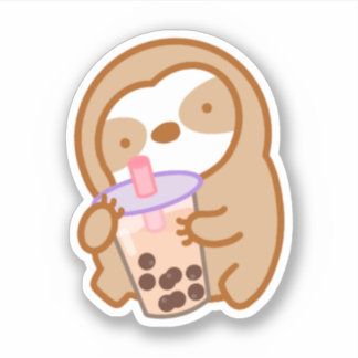 Niedlicher Boba Milk Tee Sloth Sticker