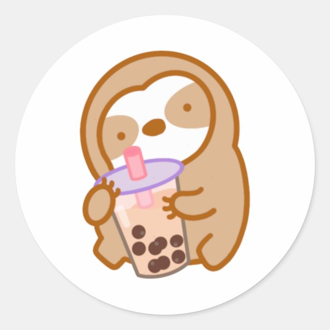 Niedlicher Boba Milk Tee Sloth Sticker (Vorderseite)