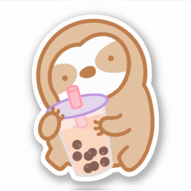 Niedlicher Boba Sloth Sticker (Vorderseite)