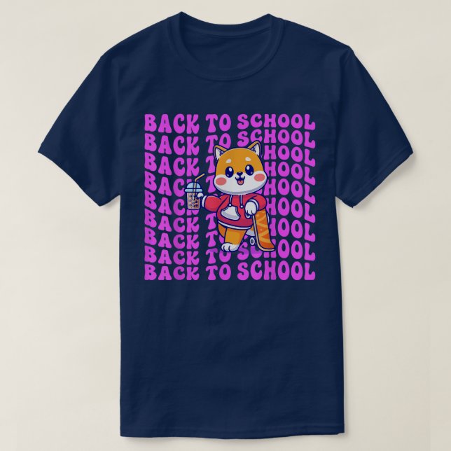 Niedlicher Boba Tea Back to School Happy First Day T-Shirt (Design vorne)