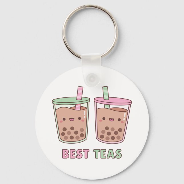 Niedlicher Boba Tee, Best Tea Pun, Bestie Schlüsse Schlüsselanhänger (Vorderseite)
